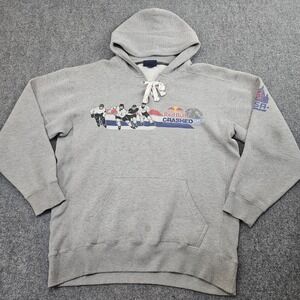 J America Hoodie Mens XL Gray Red Bull Crashed Ice Saint Paul Minnesota Grunge